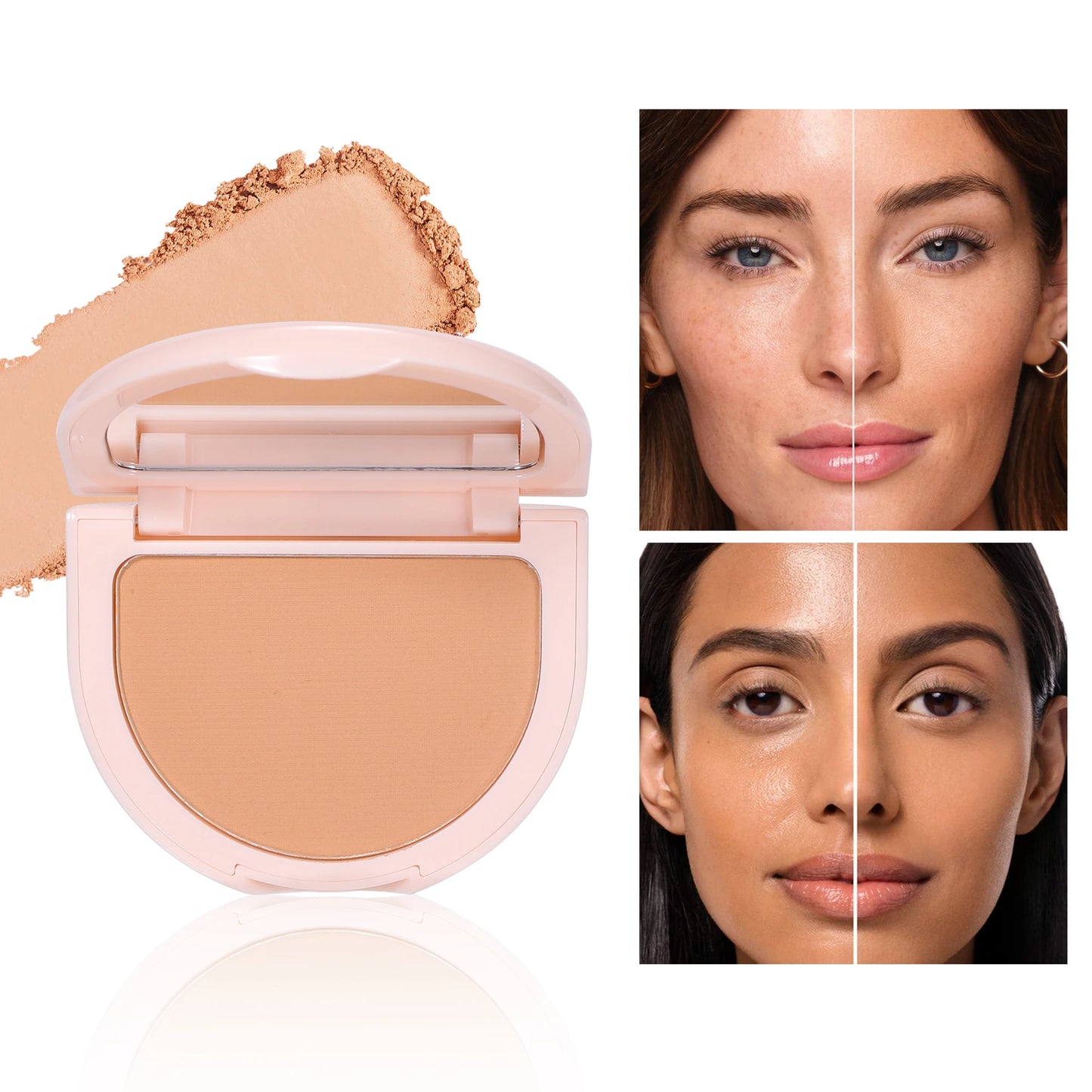 Matte Face Pressed Powder Lasting Oil Control Full Coverage Bronzer Natural Brighten Waterproof Nude Setting Loose Powder Makeup